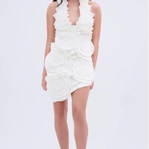 AKIRA White Ruffled Tiered Bodycon Mini Dress
